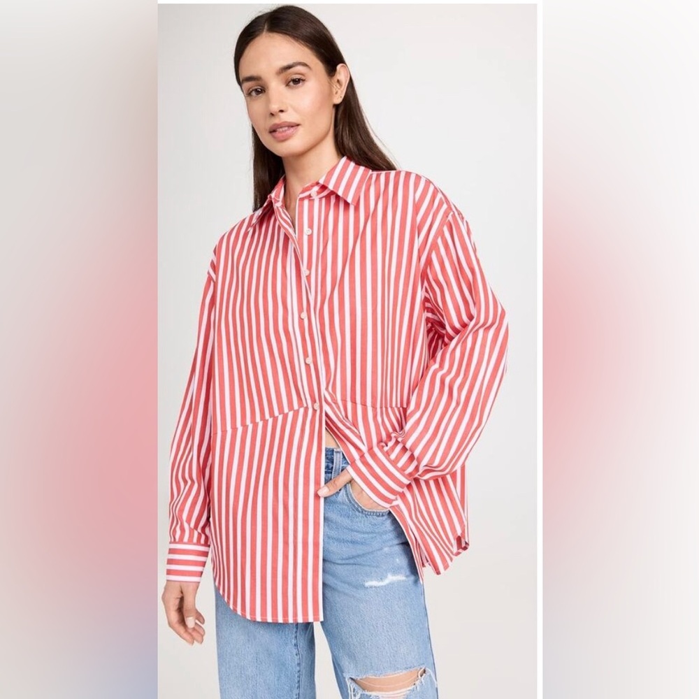 FAVORITE DAUGHTER Oversized Stripe Ex Boyfriend Shirt S EUC